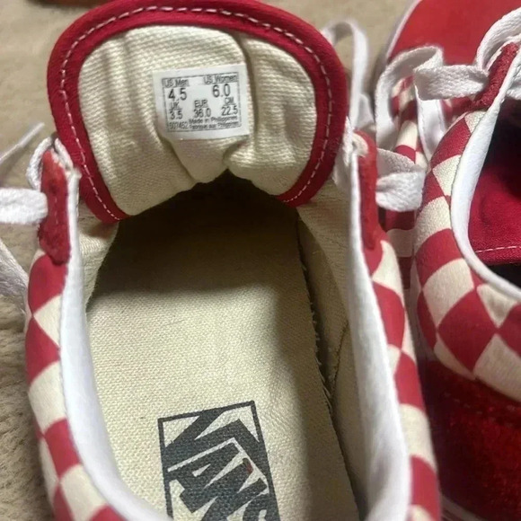 Vans Skate Shoes Old Skool Red Check  Suede Lace Up Women's 6.0 Men's 4.5 - Picture 4 of 6